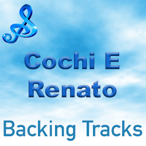 Logo of Cochi e Renato Backing Tracks with a musical note against a blue cloudy sky background