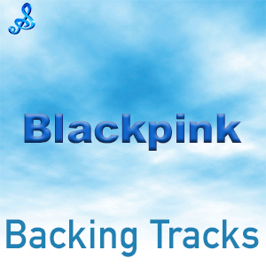 Cloudy sky background with "Blackpink Backing Tracks" text and a musical note symbol.