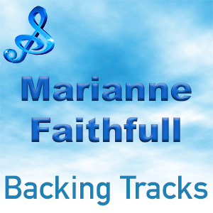 Cover image featuring the name Marianne Faithfull and a music note on a blue sky background, promoting backing tracks.